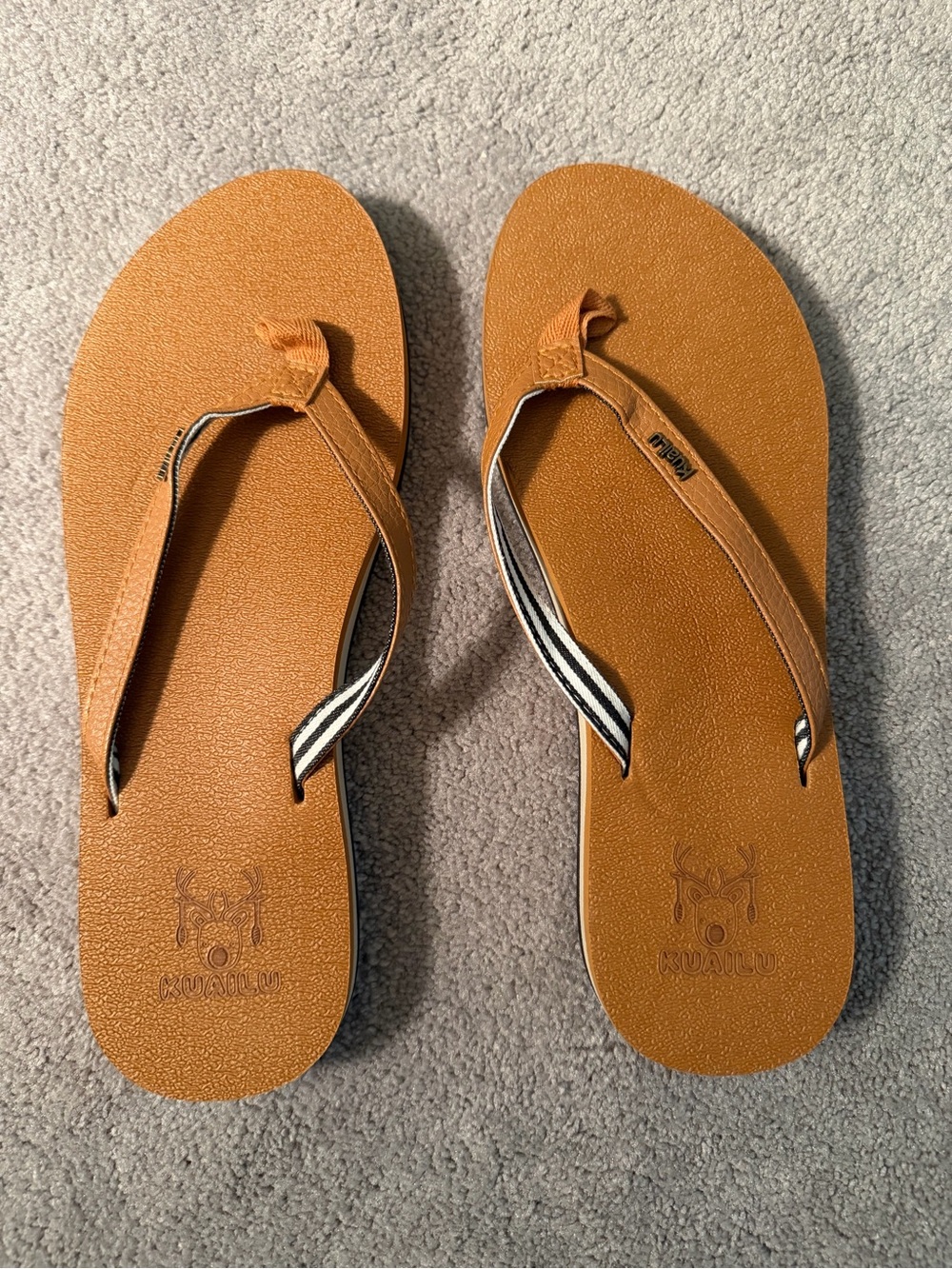 Kualuu Women's Tan Flip Flop Sandals - Comfortable Strappy Casual Sandals